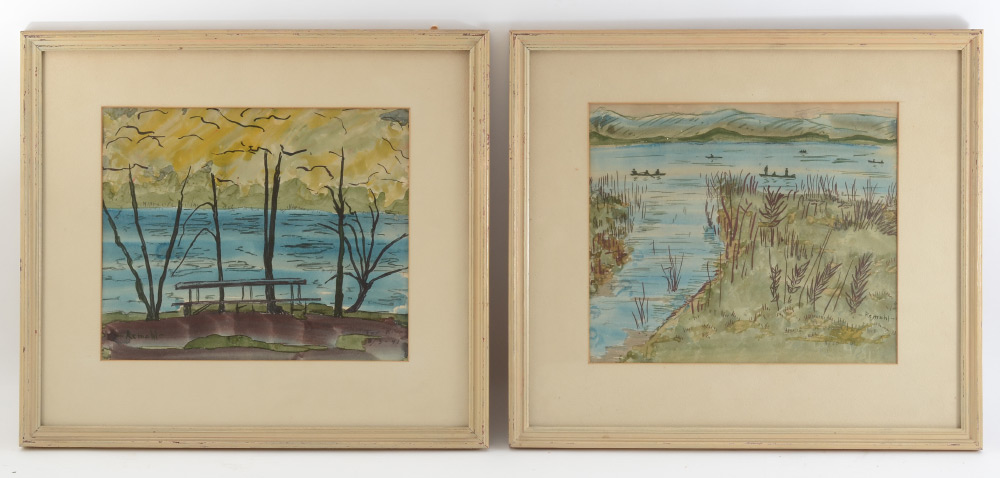 Appraisal: REMAHL Frederick Swedish - Lakeside Scenes Watercolors sight size ''