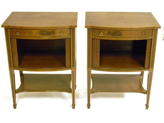 Appraisal: Pair of mahogany end tables brass galleries detached but included