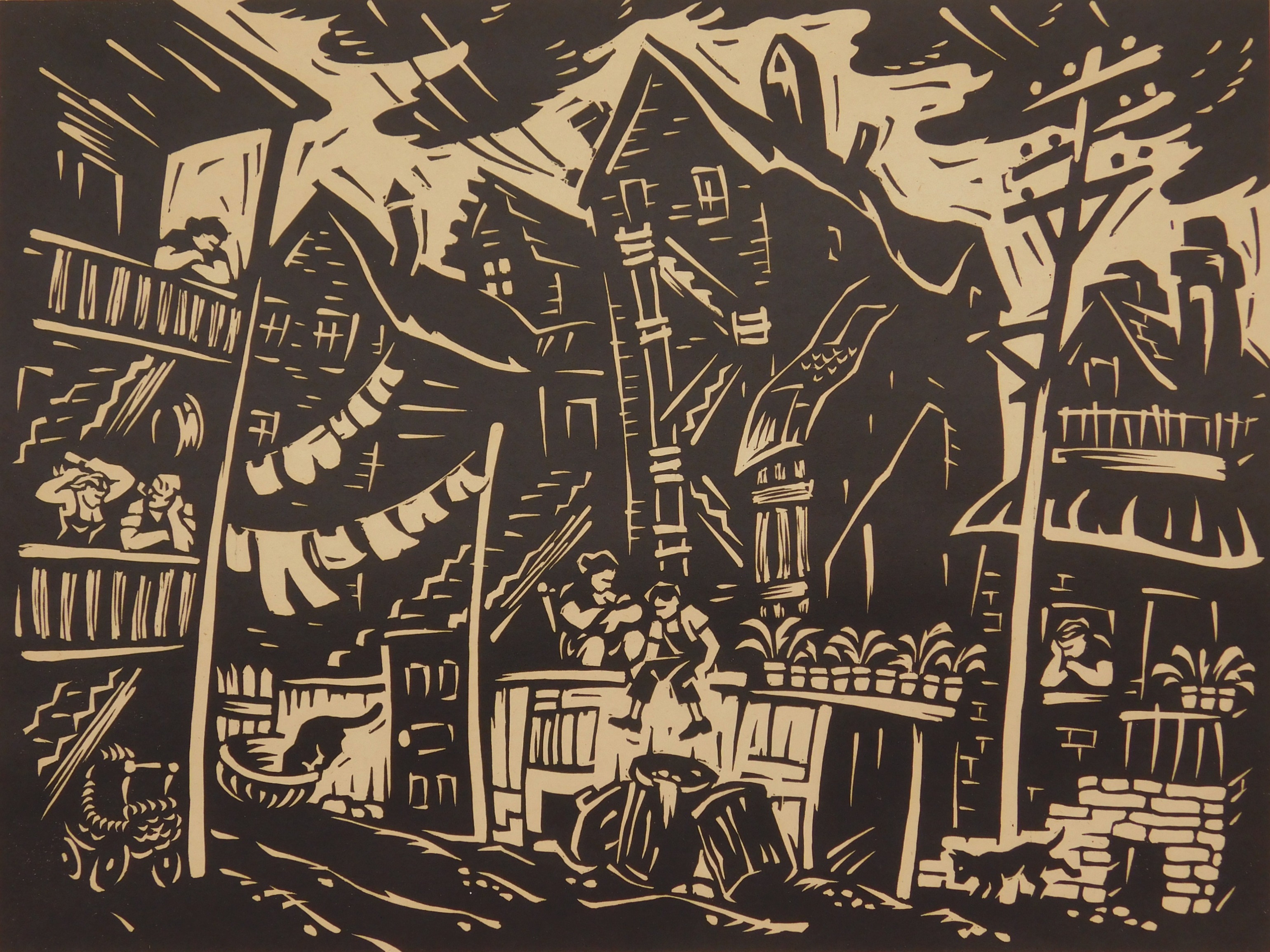 Appraisal: Samuel Greenburg - A Breath of Air''- linocut signed titled