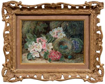 Appraisal: Oliver Clare painting British - hawthorne blossoms and bird s