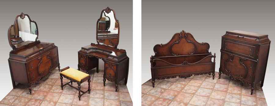 Appraisal: 'S MAHOGANY BEDROOM SET piece set to include full size