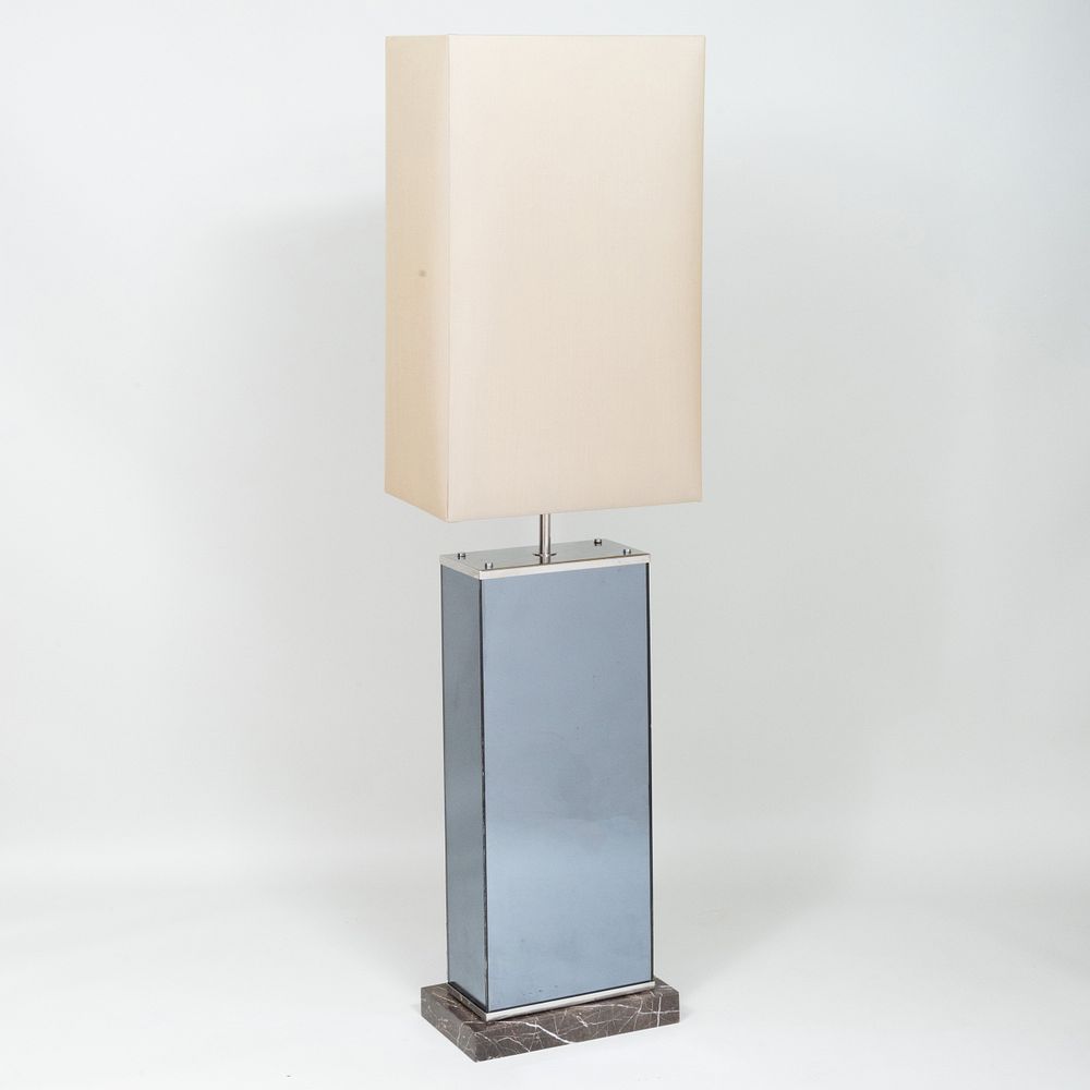 Appraisal: Modern Mirrored Stainless Chrome and Marble Floor Lamp Possibly Phillipe