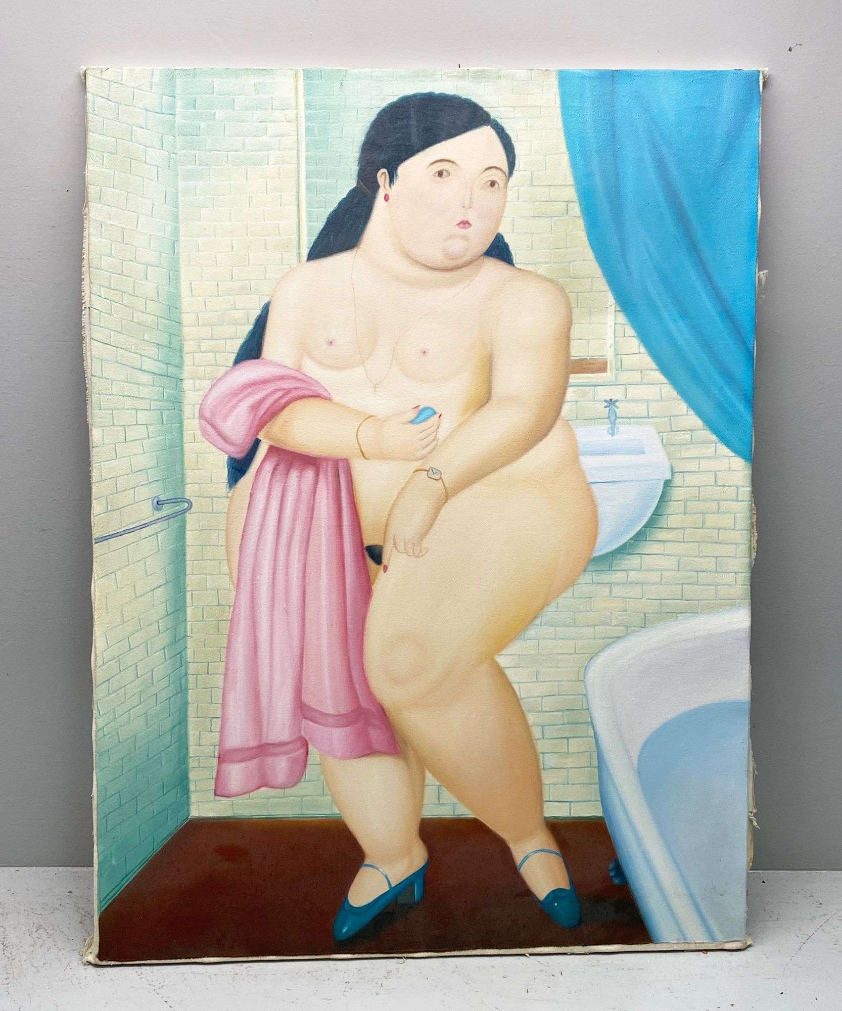 Appraisal: Acrylic on Canvas Nude After Botero by Condition Good without