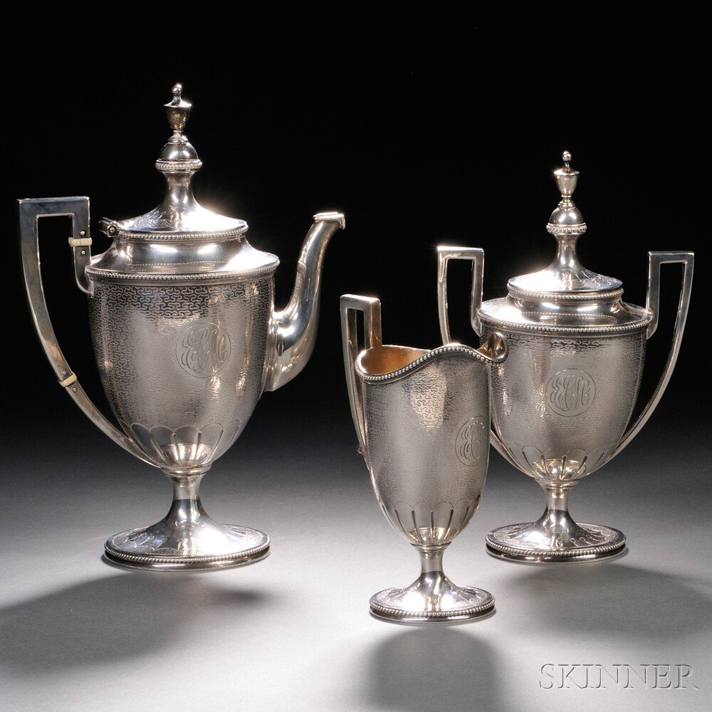 Appraisal: Three-piece Caldwell Co Sterling Silver Tea Service Philadelphia Pennsylvania th