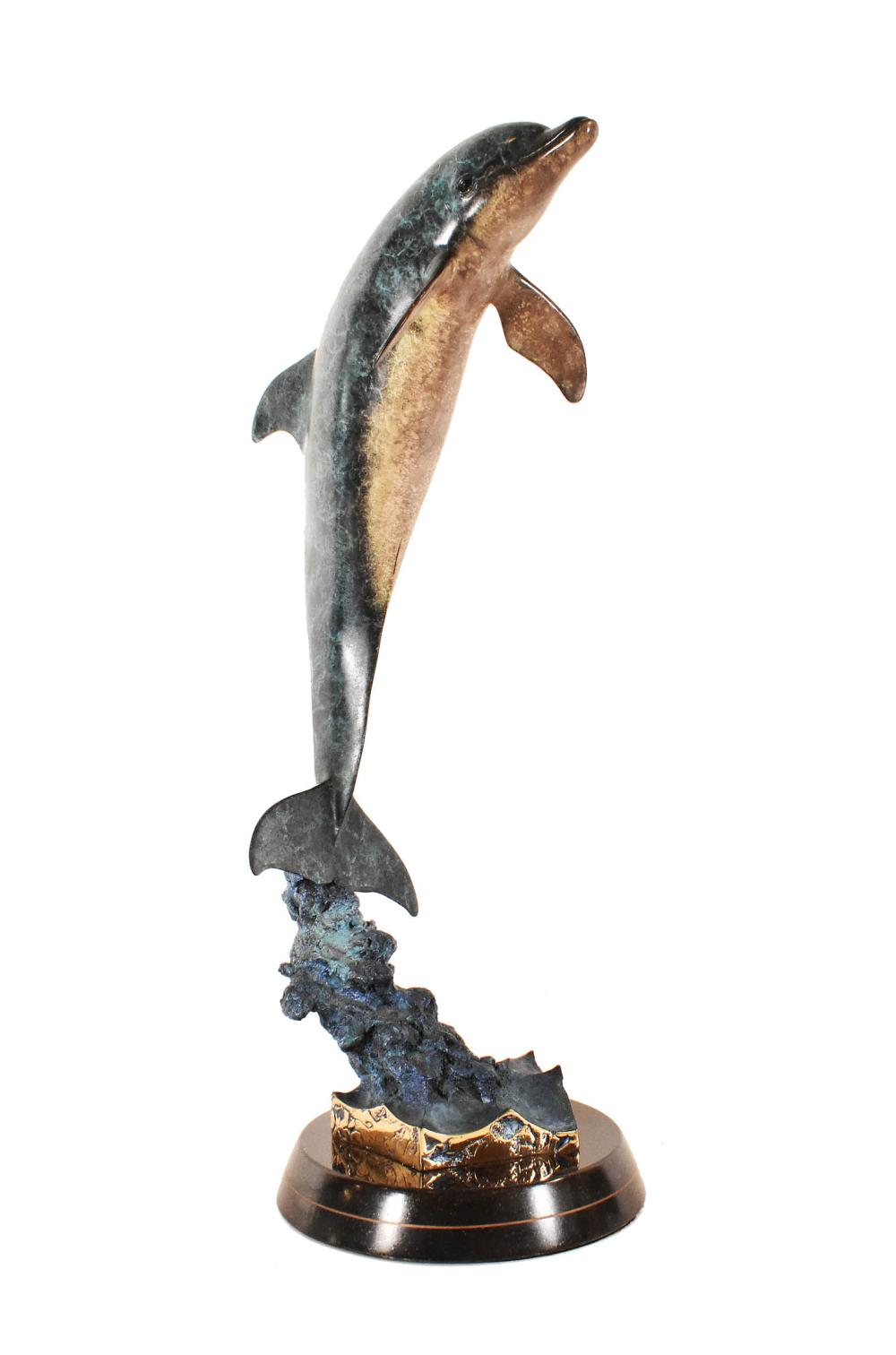 Appraisal: ROBERT WYLAND PATINATED BRONZE OF FRIENDLY DOLPHINMarked copyright Wyland from