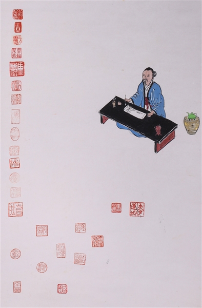 Appraisal: Chinese ink and color on paper painting of a scholar