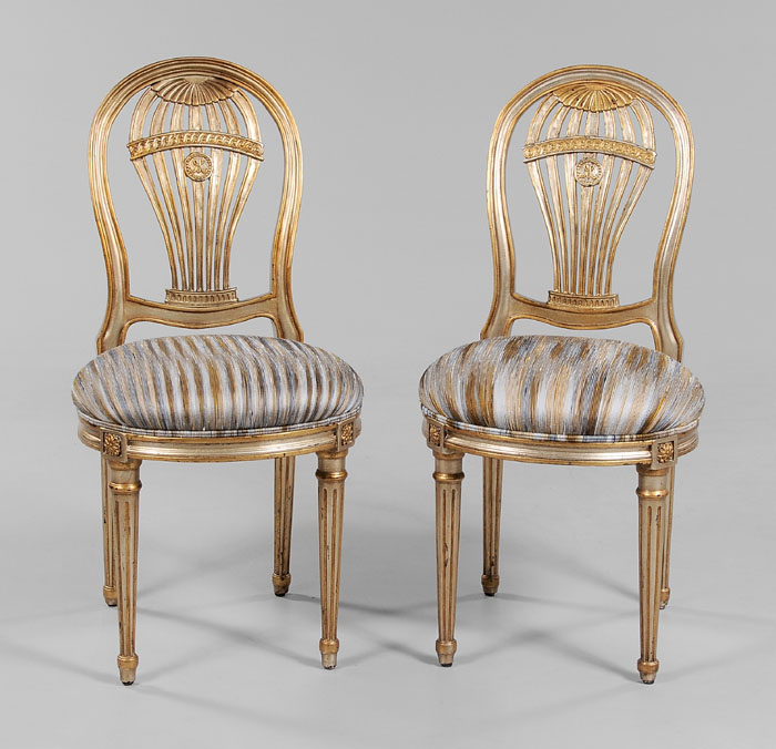 Appraisal: Pair Louis XVI Style Side Chairs modern construction by Theodore