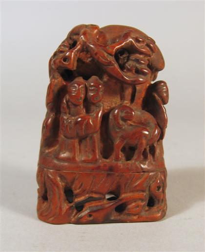 Appraisal: Small Chinese boxwood carving qing dynasty Three dimensional and openwork