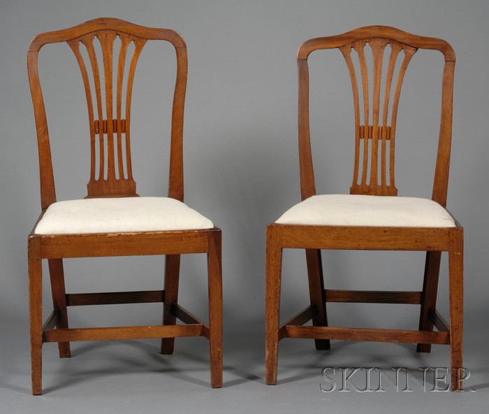 Appraisal: Pair of Federal Mahogany Side Chairs with Upholstered Slip Seats