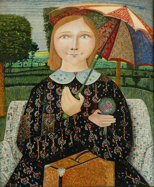 Appraisal: Jeanne Olivier born Woman with Umbrella oil on panel signed