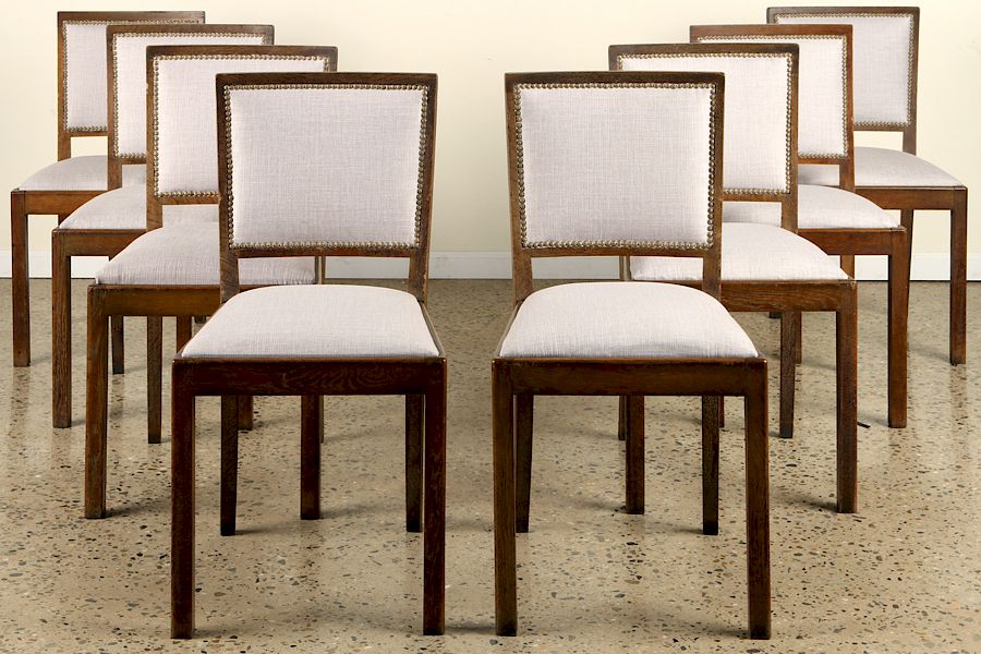 Appraisal: SET CERUSED OAK UPHOLSTERED DINING CHAIRS A set of eight