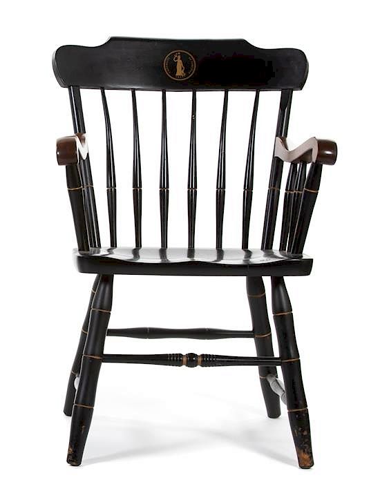 Appraisal: A University of Virginia Stenciled and Ebonized Armchair A University