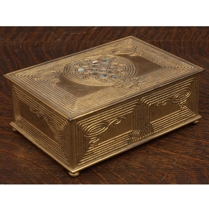 Appraisal: Tiffany Studios jewelry box bronze with an Abalone pattern signed