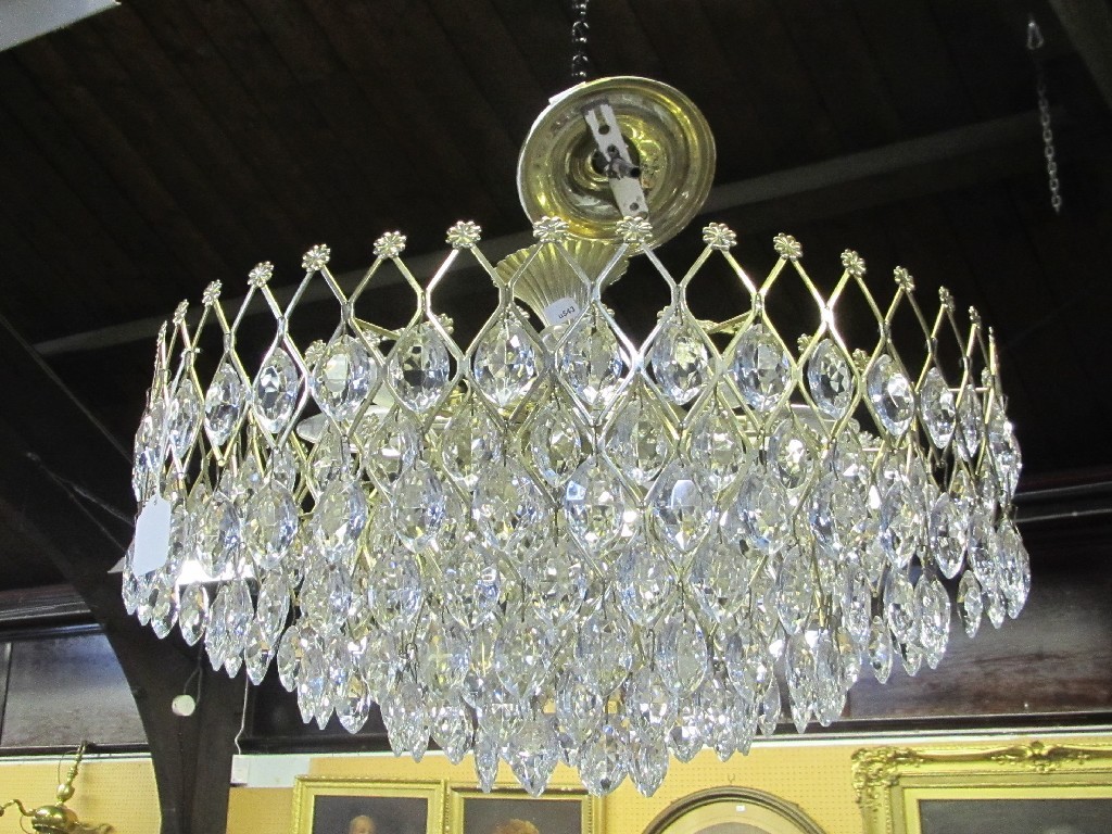 Appraisal: Modern chandelier with crystal drops