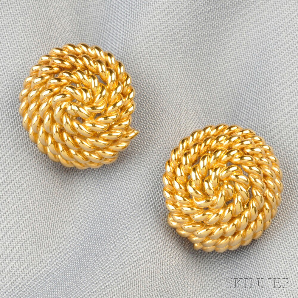 Appraisal: kt Gold Earclips Tiffany Co each designed as coiled ropetwist