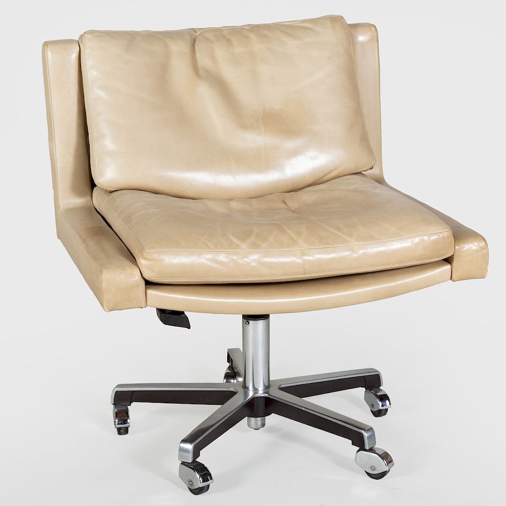 Appraisal: Swiss Leather and Chrome Plated Desk Chair By de Sede