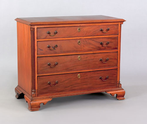 Appraisal: Philadelphia Chippendale chest of drawers ca with four drawers flanked