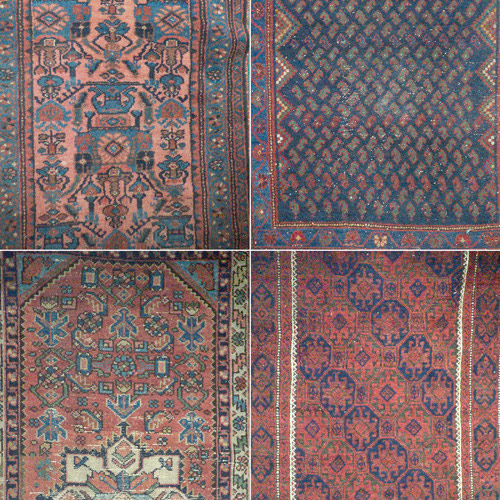 Appraisal: Four rugs Woven Hamadan Belouch Kurdish rug with botehs and