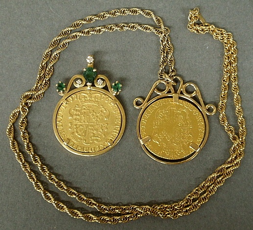 Appraisal: - George III gold coin in a k gold pendant