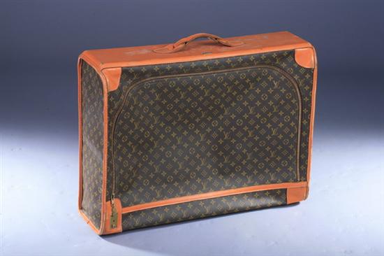 Appraisal: LOUIS VUITTON SOFT-SIDED LEATHER SUITCASE Retailed Saks Fifth Avenue interior