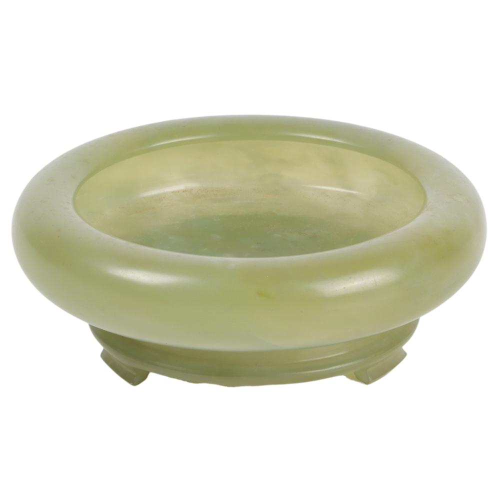 Appraisal: CHINESE CARVED AVENTURINE JADE PC BOWL AND PEDESTAL STAND INCENSE