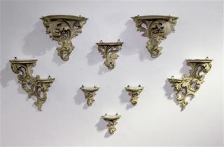 Appraisal: A Collection of Eight Painted Rococo Brackets th th century