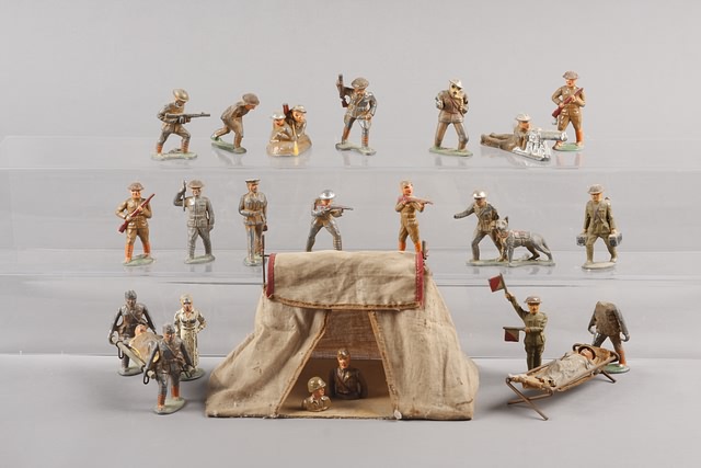 Appraisal: Lot of assorted Barclay soldiers and one tent Paint poor