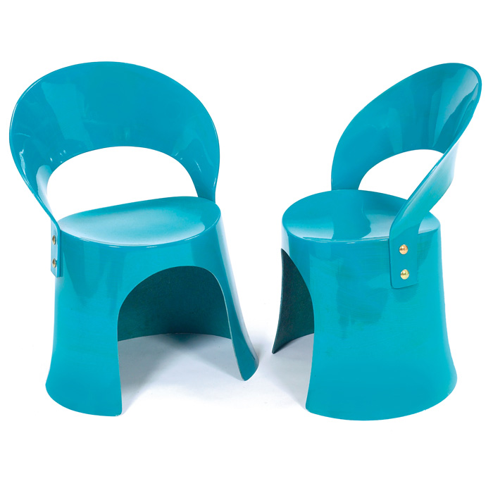 Appraisal: Nanna Ditzel chairs pair by OD Mobler Denmark c turquoise