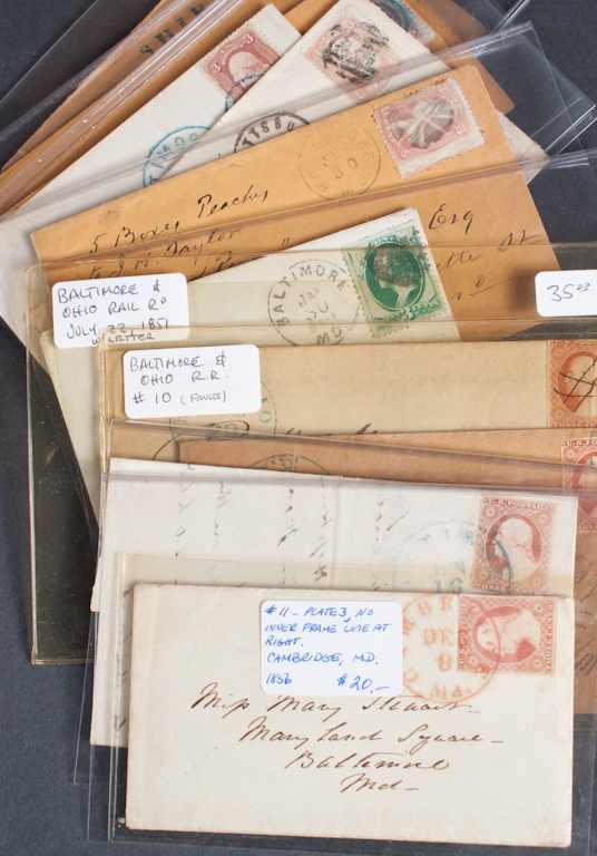 Appraisal: Selection of ten early stamped covers with Maryland postmarks including