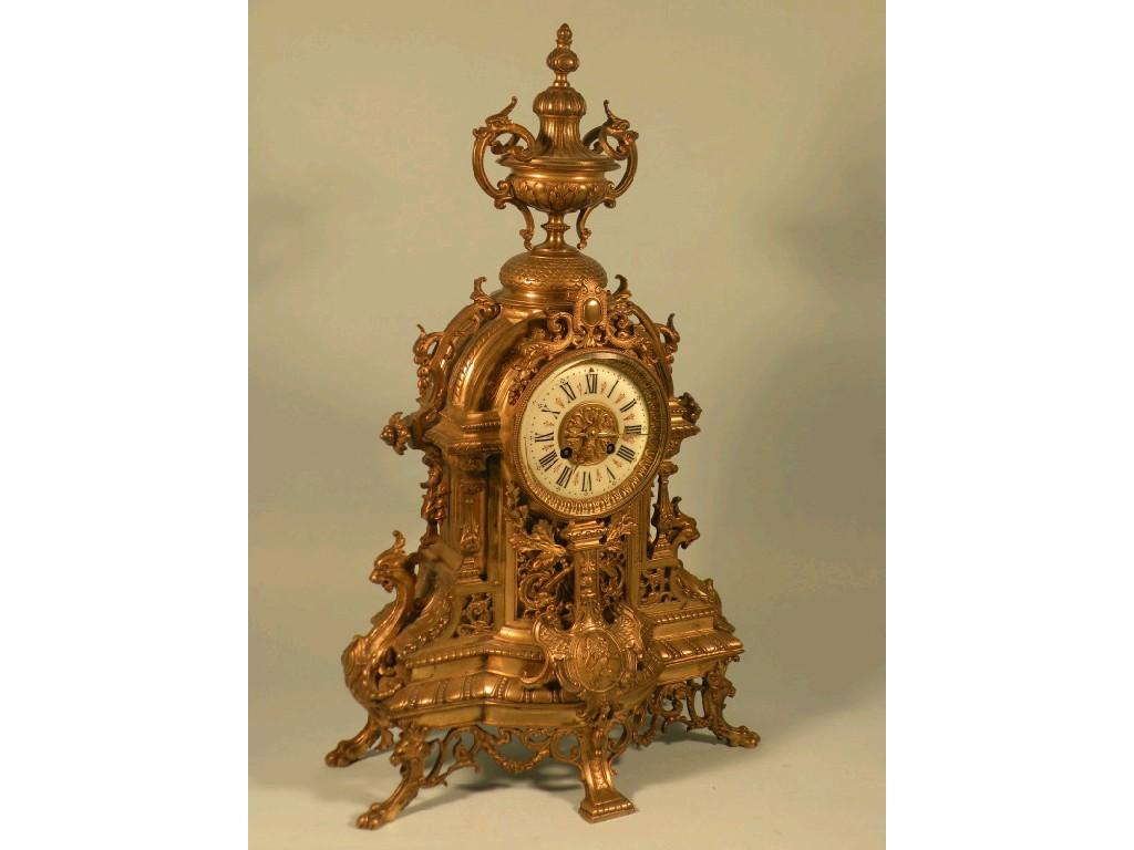 Appraisal: A late thC French continental brass mantel clock the case