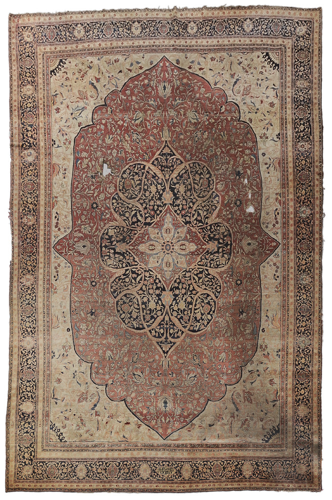 Appraisal: Tabriz Carpet Persian late th century detailed central medallion in