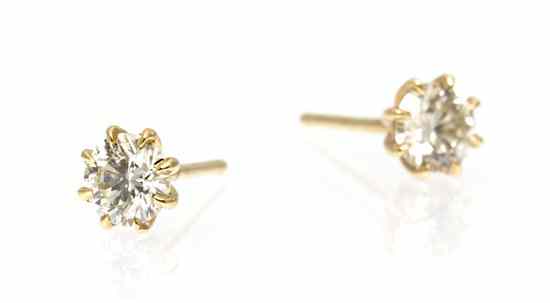 Appraisal: A Pair of Karat Yellow Gold and Diamond Stud Earrings