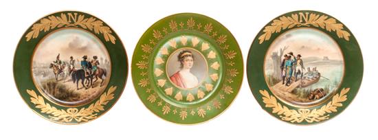 Appraisal: Sale Lot Three Napoleonic Sevres Style Plates two depicting military