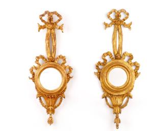 Appraisal: Pair Italian Neoclassical Giltwood Wall Mirrors Italian mid to late