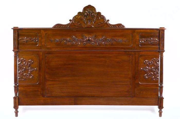 Appraisal: Louis XVI-Style Carved Fruitwood King-Size Headboard the top fitted with