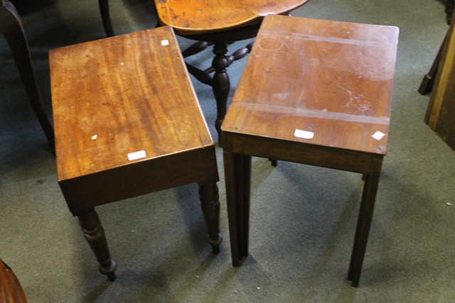 Appraisal: A GEORGIAN MAHOGANY BIDET FRAME on turned supports a cane