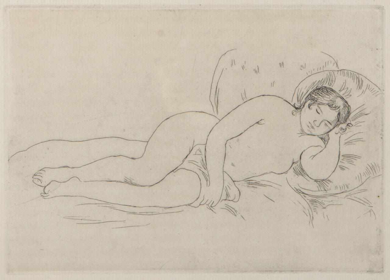 Appraisal: Pierre-Auguste Renoir French - Femme nue couche tourne droite e