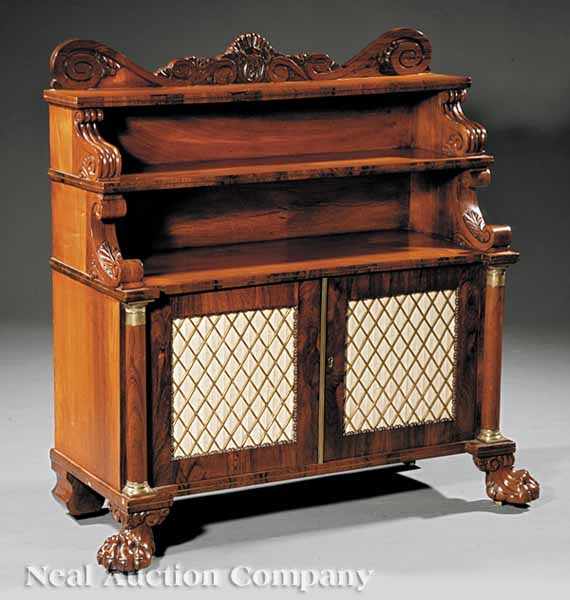 Appraisal: A Rare Diminutive George IV Brass Inlaid Rosewood Bookcase c