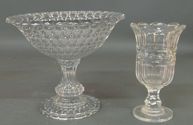 Appraisal: Pressed glass coin spot centerpiece dia and a celery vase