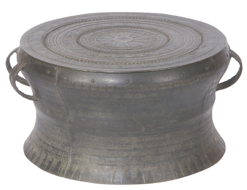 Appraisal: LAOTIAN Cylindrical form rain drum with banded design and four