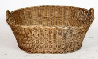 Appraisal: French wicker oval basket French wicker oval double handled basket