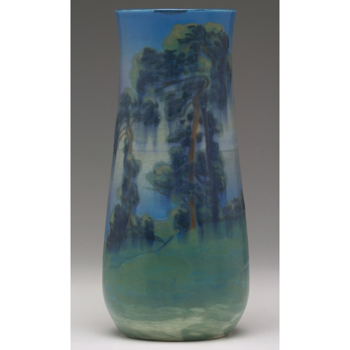 Appraisal: Rare Rookwood vase incised and painted landscape in a Vellum