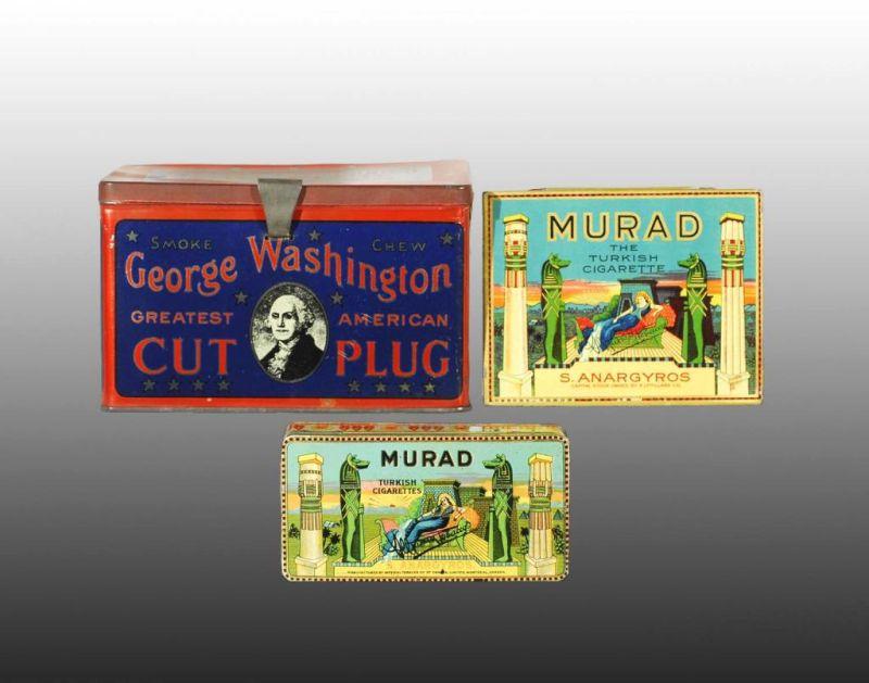 Appraisal: Lot of Tobacco Tins Description Includes one George Washington lunchbox