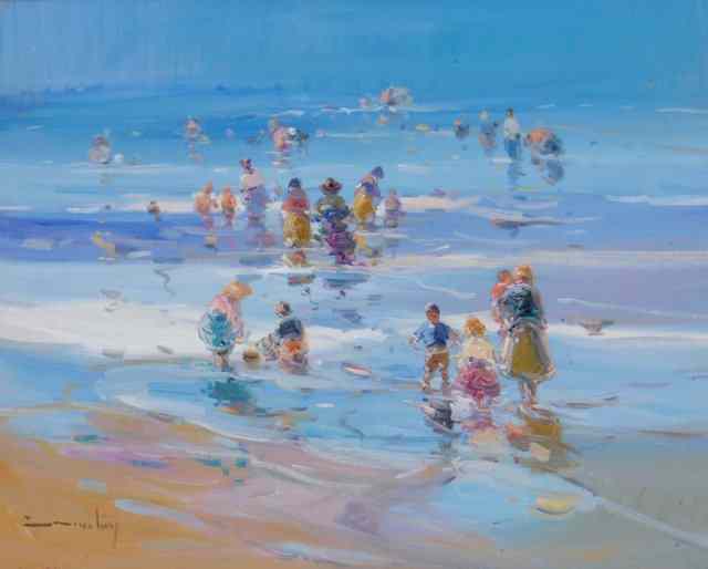 Appraisal: GABRIEL CASARRUBIOS b The beach at low tide signed lower