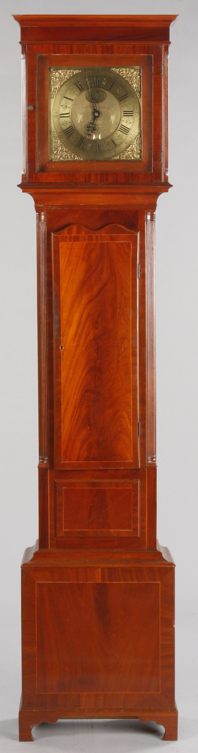 Appraisal: Mahogany flat top bonnet over a waist with line inlay