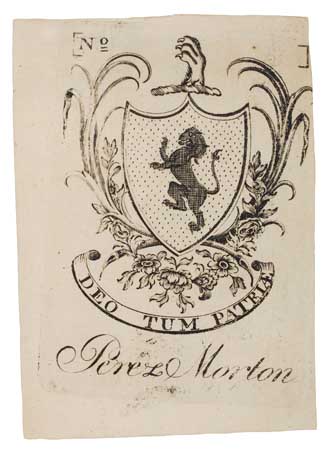 Appraisal: REVERE PAUL Bookplate engraved for Perez Morton x mm cropped