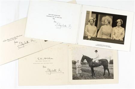 Appraisal: H M Queen Elizabeth The Queen Mother Christmas cards signed