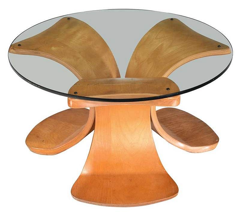 Appraisal: Danish Modern Bentwood Glass Top Side Table mid th century