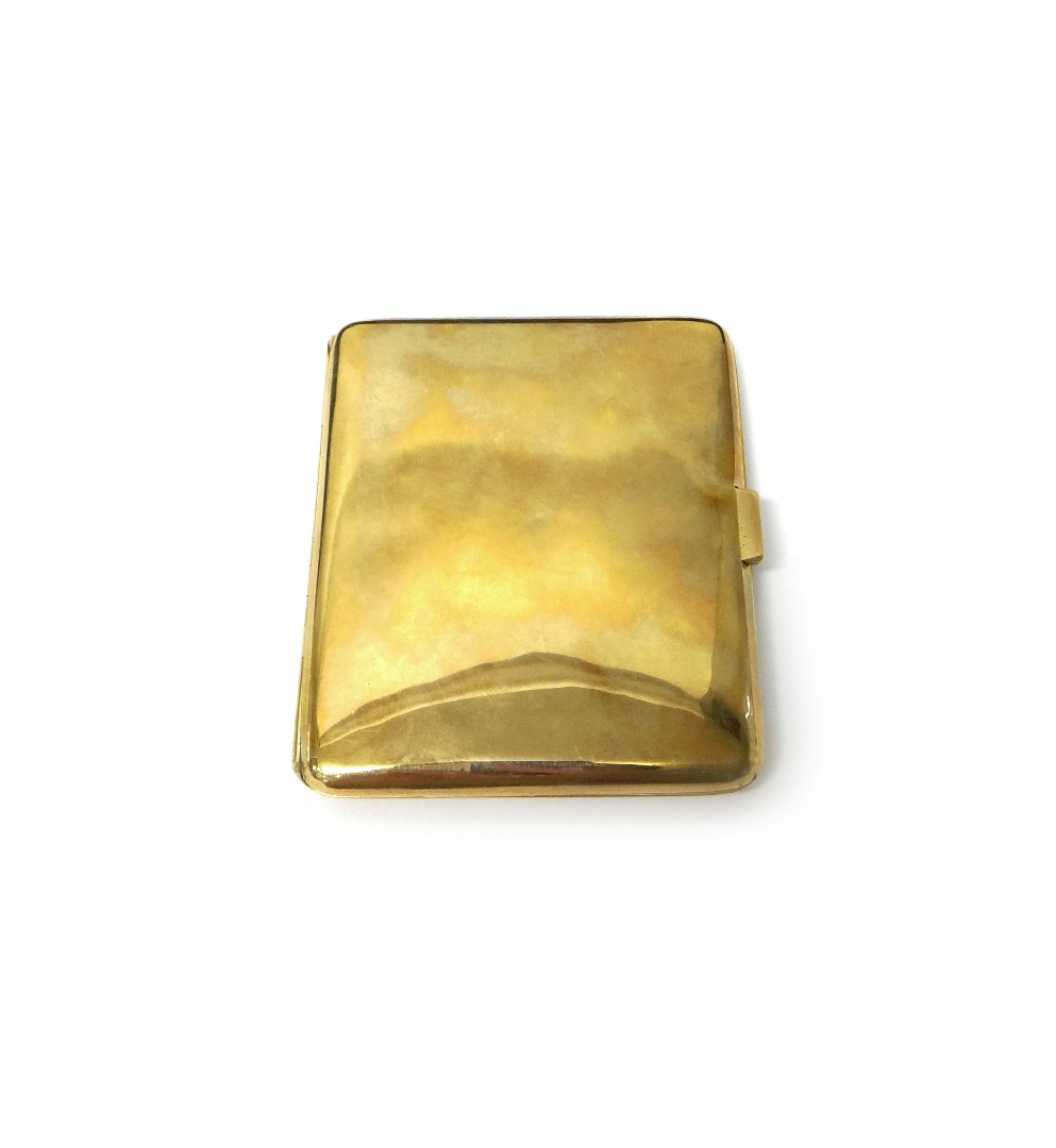 Appraisal: A ct gold rectangular plain cigarette case presentation inscribed and