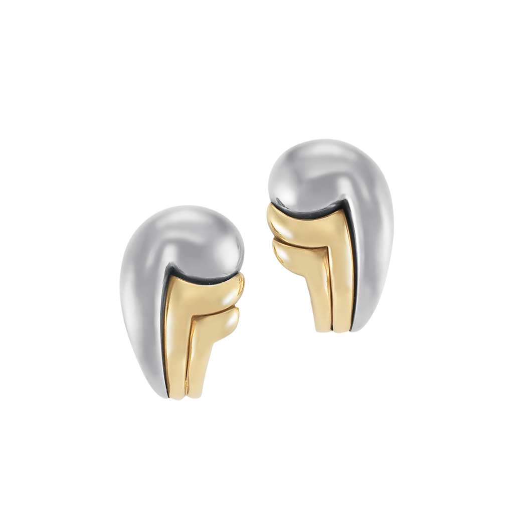 Appraisal: Pair of Two-Color Gold Earclips Bulgari kt yellow white gold